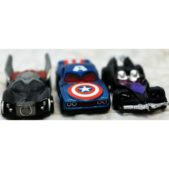 Marvel Hot Wheels Vehicles Character Cars Lot 3 Captain America Thor Hawkeye Toy - Picture 2 of 12
